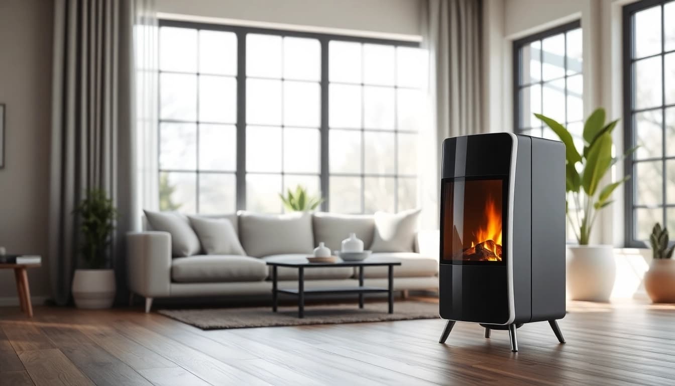 sonni Heizkörper in modern living room highlighting stylish design and comfort.