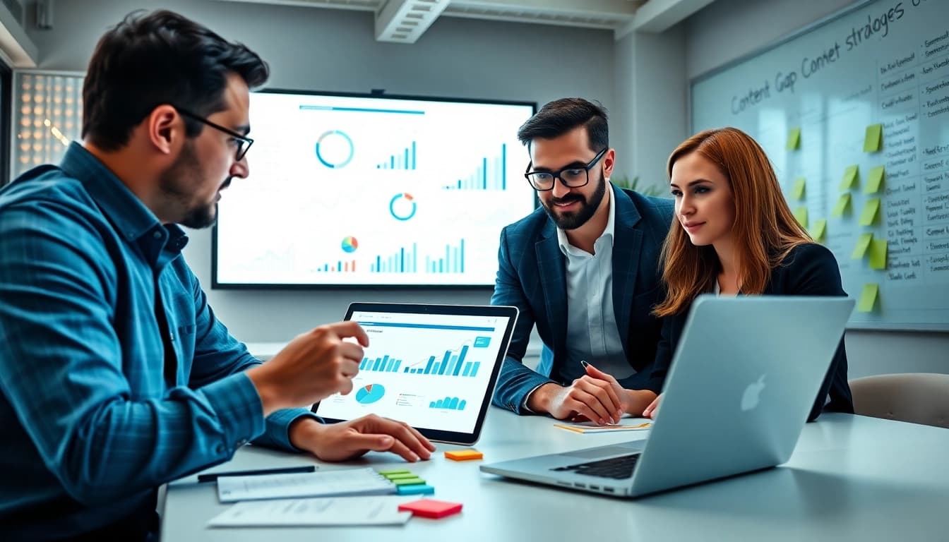 Analyze a Content Gap Analysis during a collaborative meeting with data-driven insights.