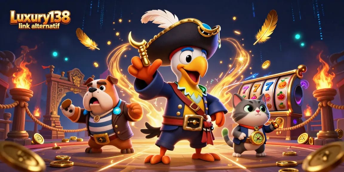 Experience exhilarating gameplay at Luxury138 link alternatif with dynamic casino elements and a colorful pirate-themed scene.
