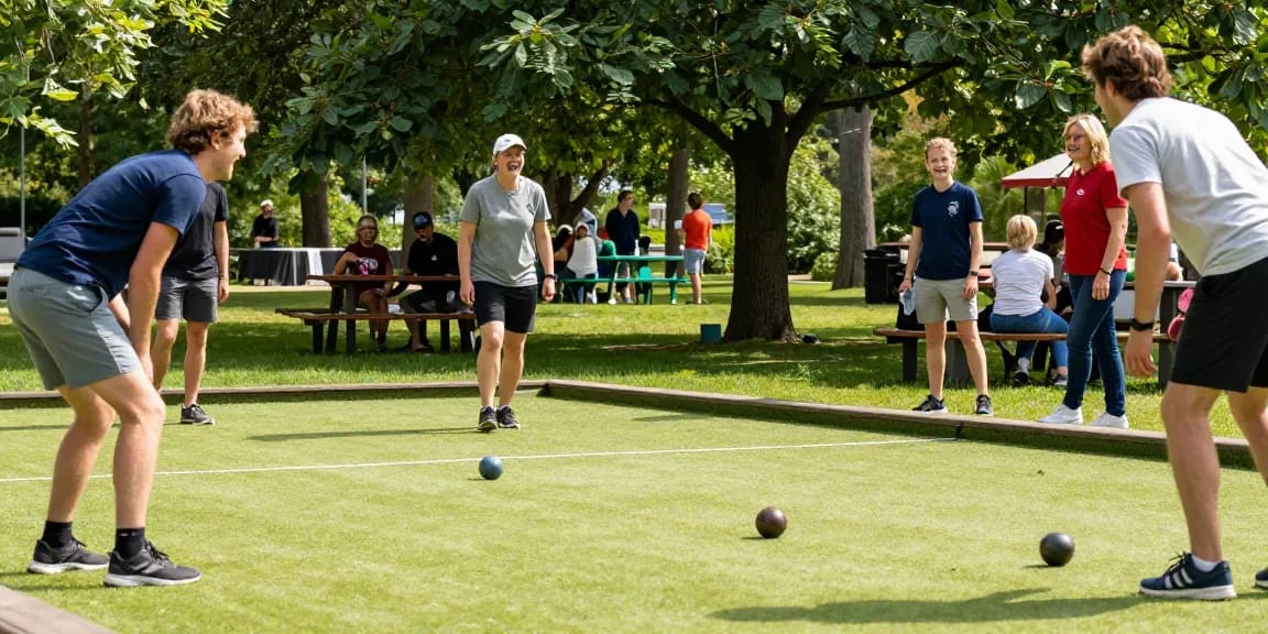 FOPIKOTA BALIKPAPAN dalam permainan petanque di taman yang ceria.