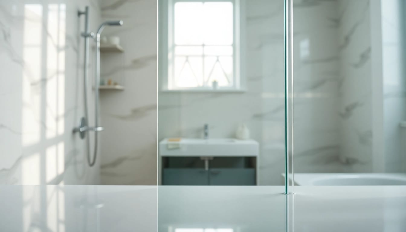 Elegant semi-frameless shower screen elevating a chic bathroom design.