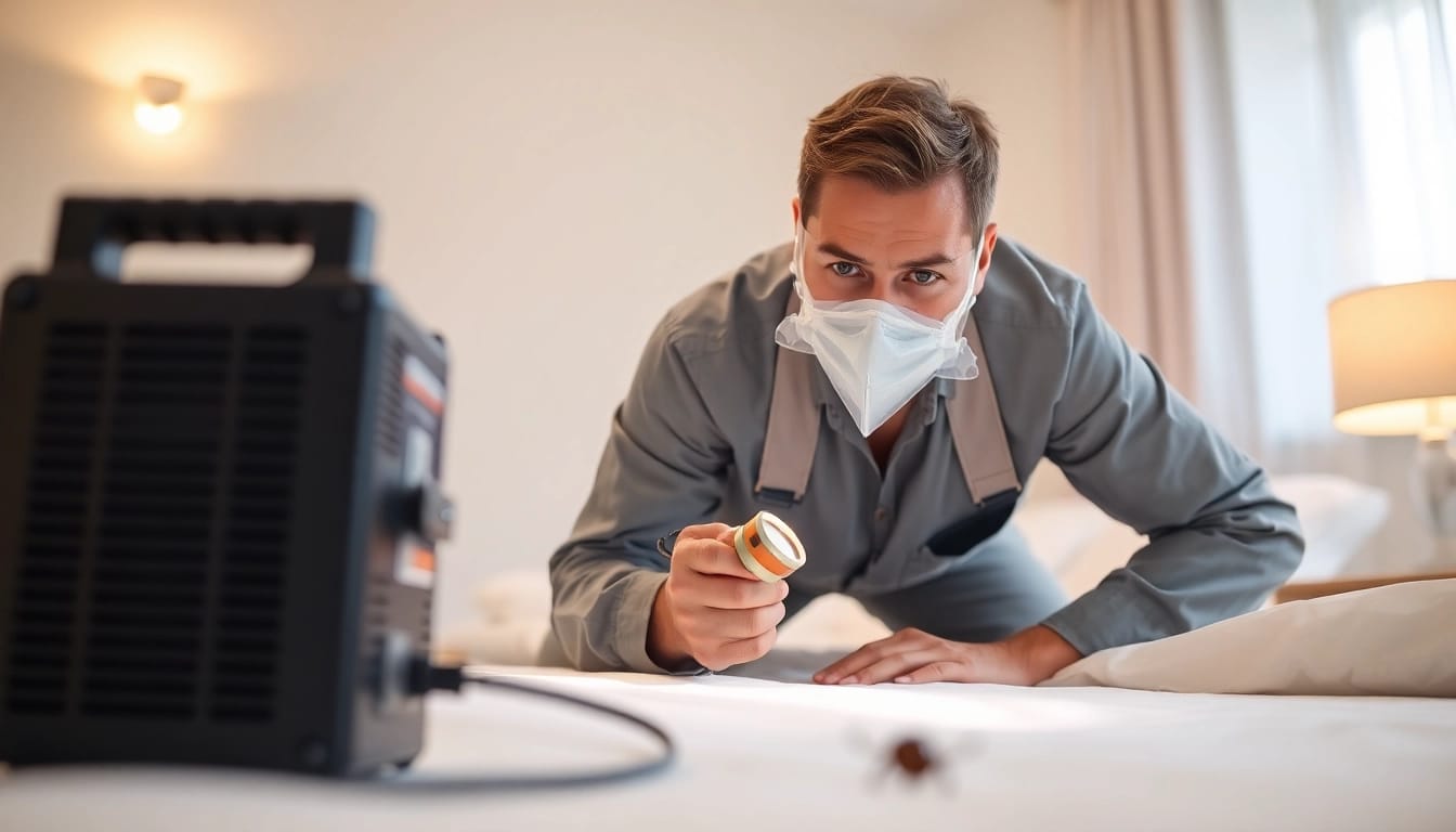 Efficient bed bug company near me providing pest control services in a clean room.