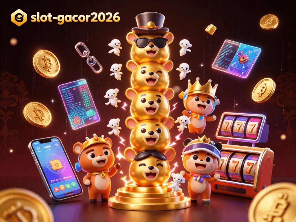 Experience exciting wins at slot-gacor2026 with dynamic 3D casino elements and currency icons.