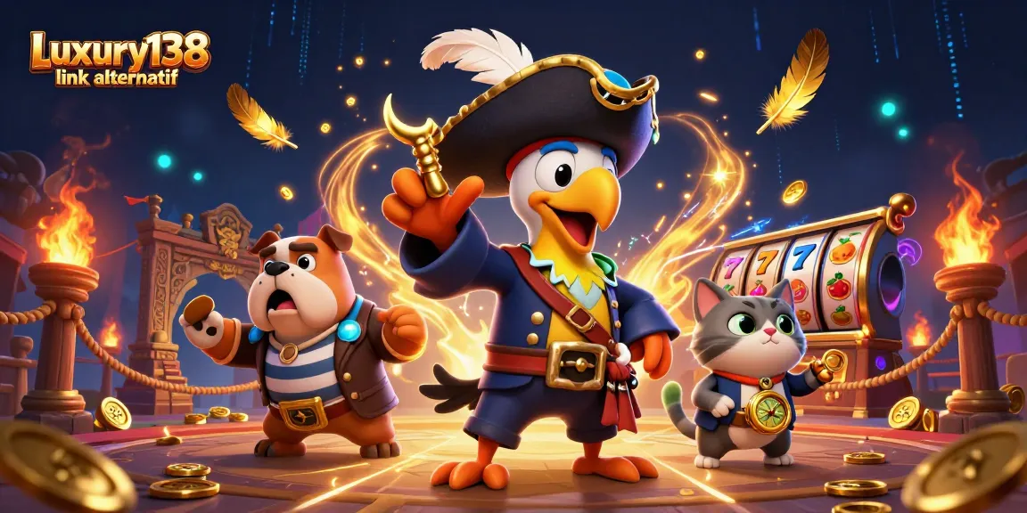 Experience exhilarating gameplay at Luxury138 link alternatif with dynamic casino elements and a colorful pirate-themed scene.