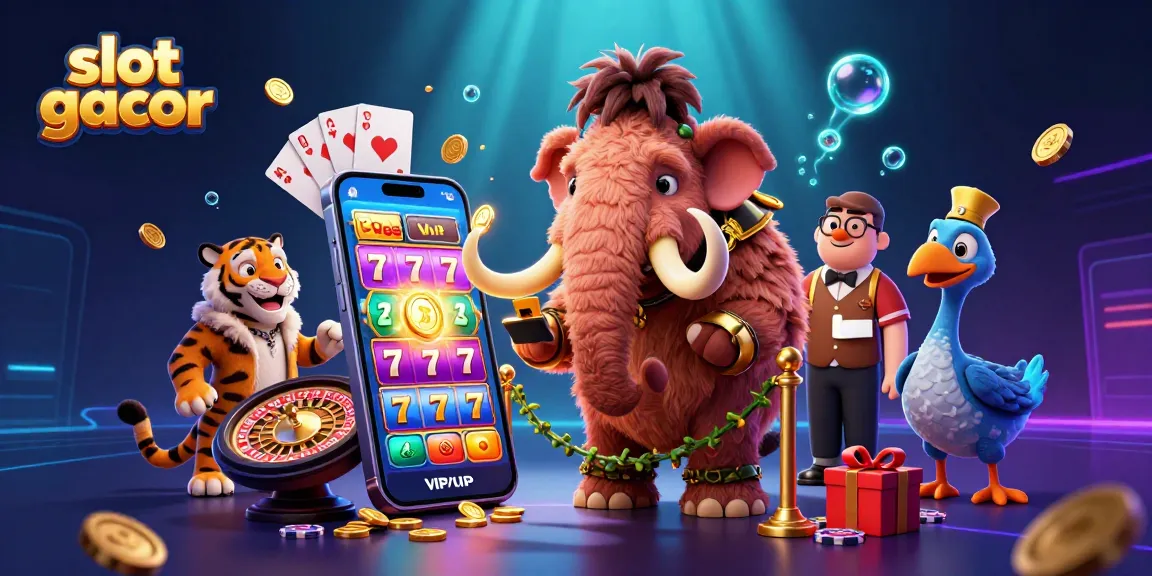 Experience exciting slot gacor action with a lively 3D casino scene showcasing games and vibrant characters.