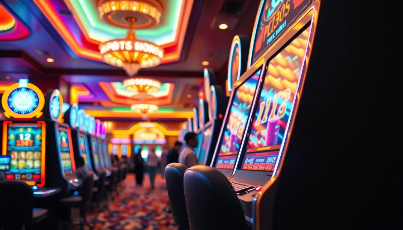 Menangkan slot aplikasi yang menarik dengan pencahayaan cerah di kasino modern.