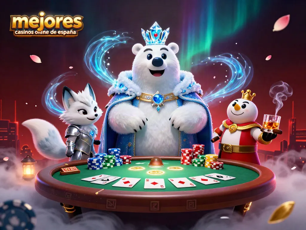 Ilumina tu experiencia en los mejores casinos online de España con un rey polar y un zorro en un emocionante entorno de juego.