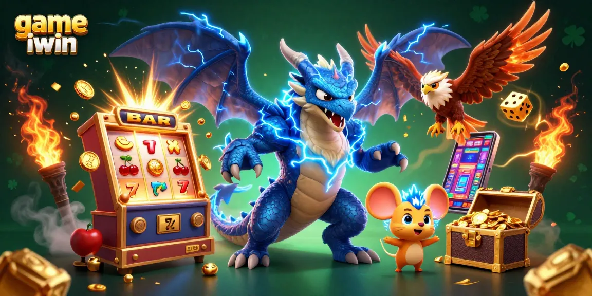 Play exciting slot games with thrilling characters in this game iwin digital illustration.