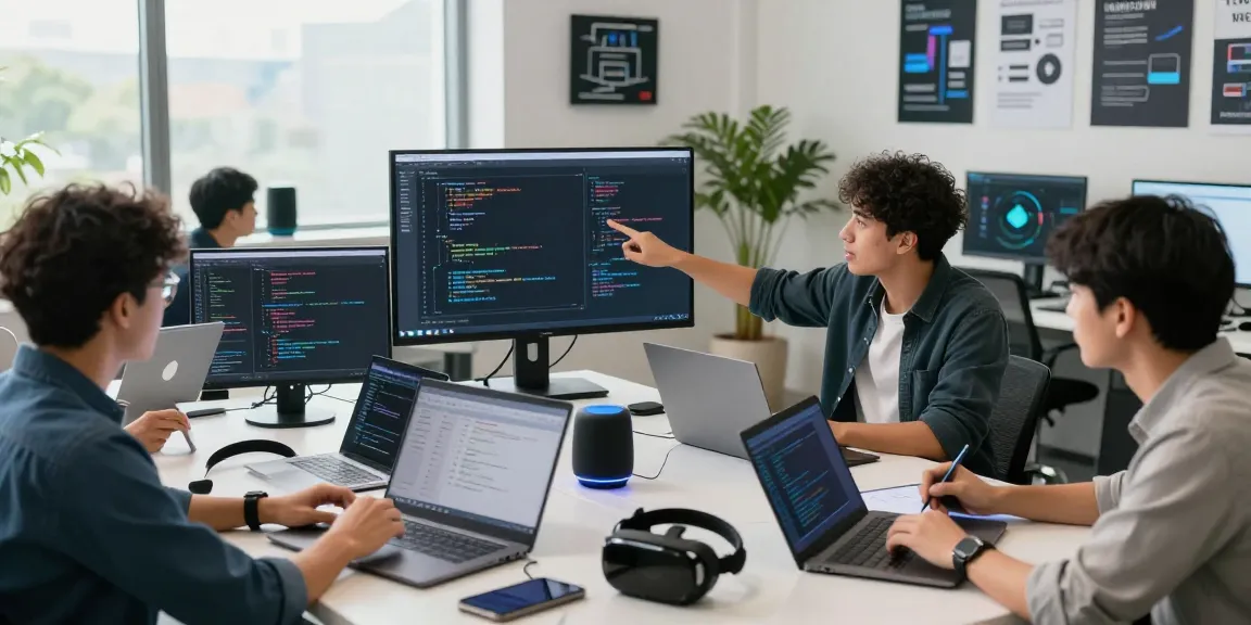 Collaboration in an innovative crushon ai workspace with engineers discussing software solutions.