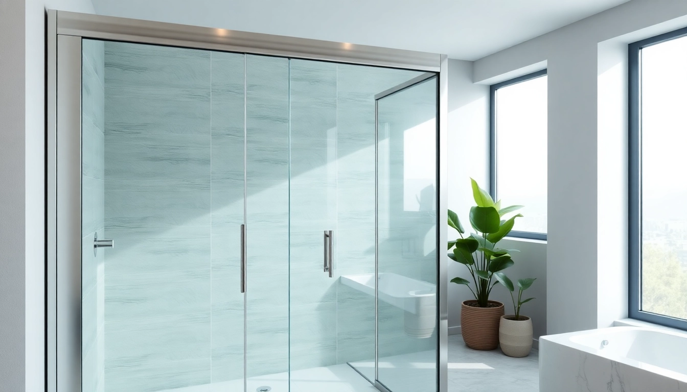 Showcasing sliding shower doors in a modern bathroom with elegant design and natural lighting.