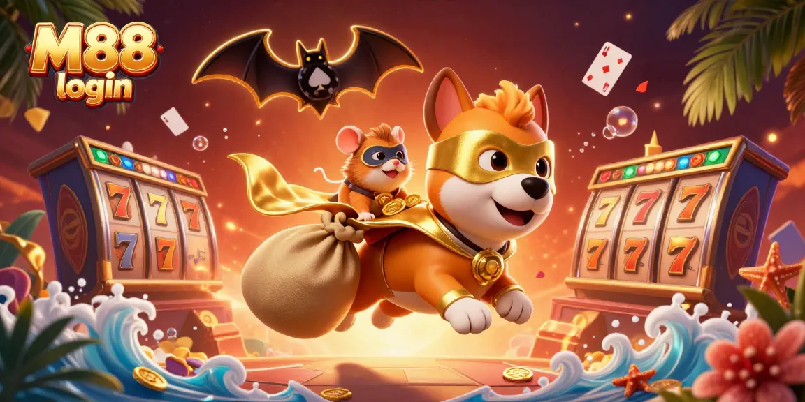 Engage with M88 login for thrilling casino adventures, featuring colorful slot reels and captivating characters.