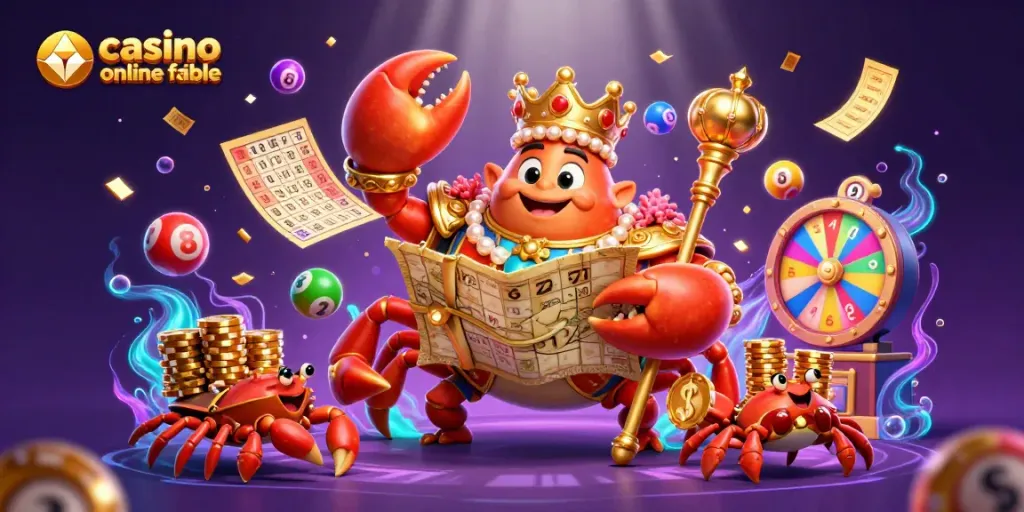 Disfruta de emocionantes ganancias en un casino online fiable con un emperador cangrejo dorado.