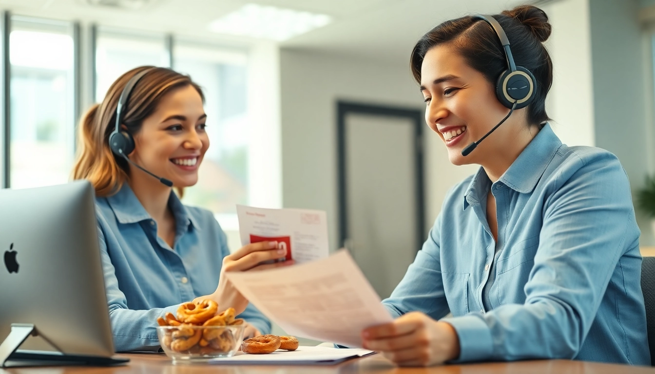 Analyze Pretzel warranty reviews and trust while a customer smiles at a service representative.