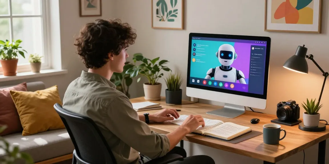 Engaging interaction with the Crushon IA chatbot in a stylish home office environment