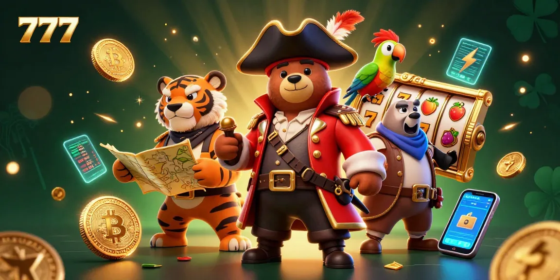 Experience the thrill of 777 slots with our vibrant 3D casino scene featuring lucky symbols and treasures.