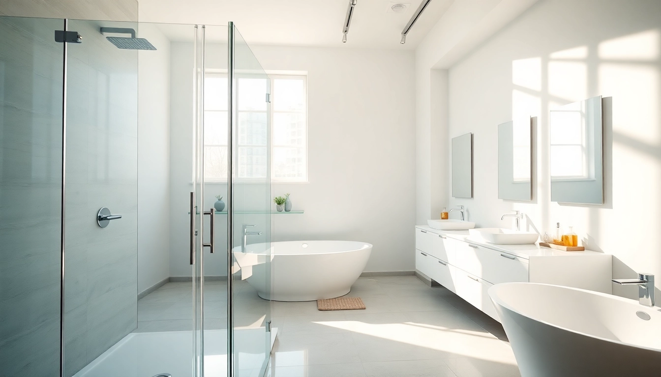 Erleben Sie die moderne Ästhetik der sonni sanitär GmbH mit eleganten Duschwänden und Badezubehör.