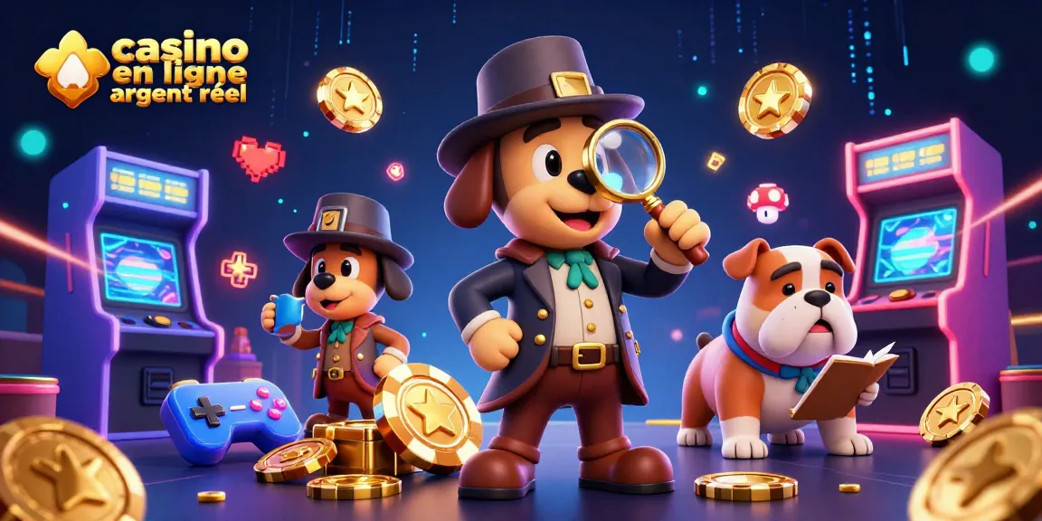 Jouez à des jeux captivants sur un casino en ligne argent réel avec un détective cartoon et son compagnon.