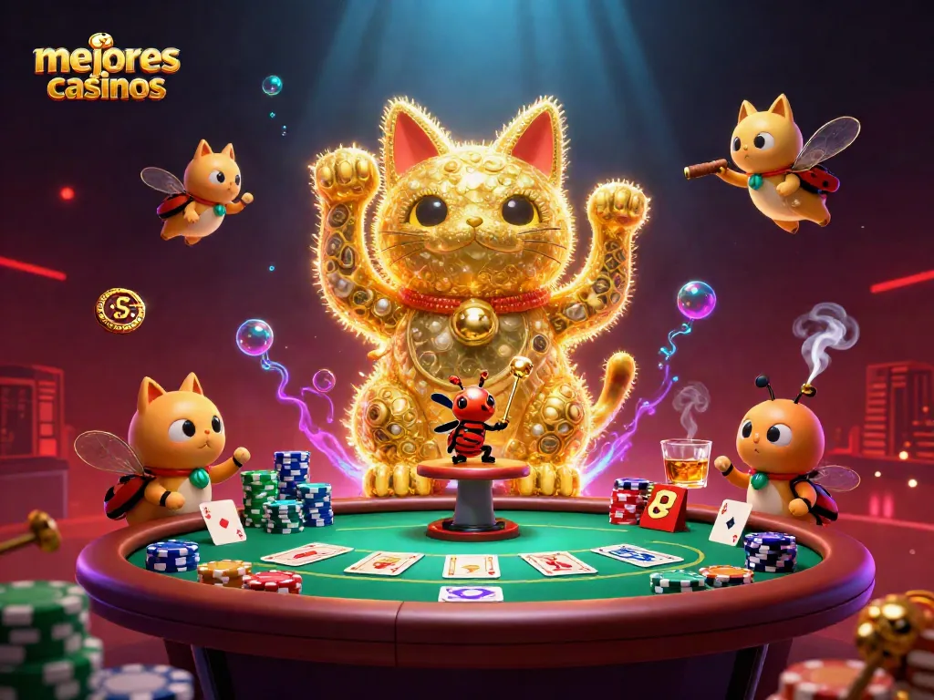 Descubre los mejores casinos en un vibrante arte 3D lleno de emoción y símbolos de suerte.