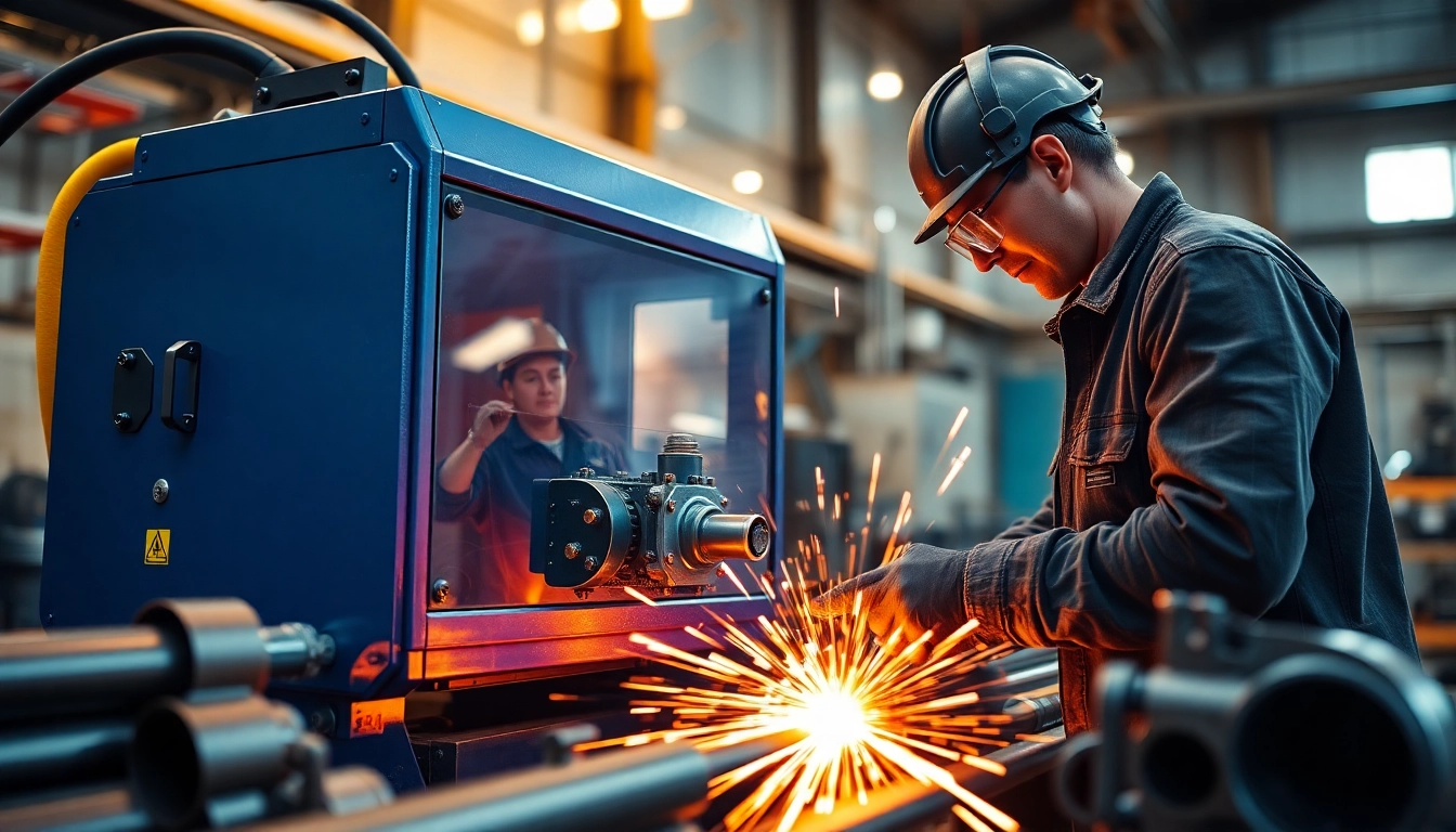 Technician operating the saniline 160 welding machine for precise pipe welding.