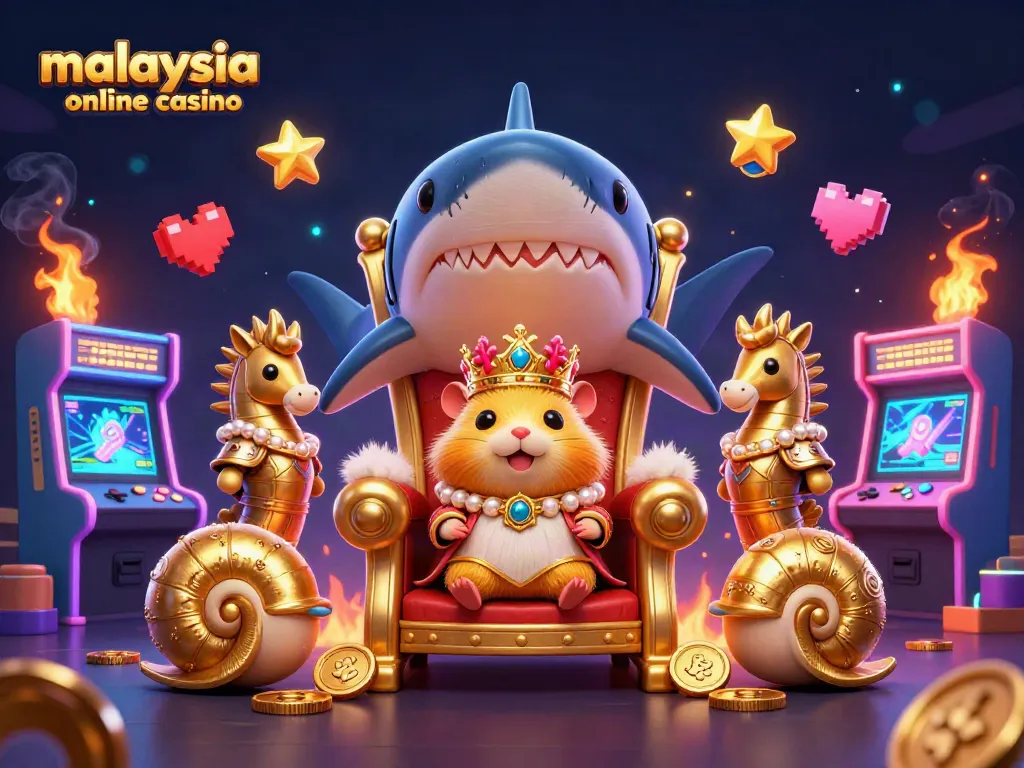 Experience the vibrant realm of malaysia online casino with a dynamic scene showcasing casino-themed characters and games.