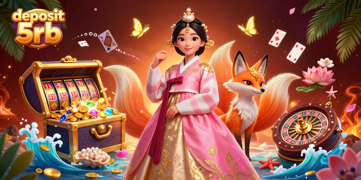 Engage with deposit 5rb gameplay in a vibrant 3D casino scene filled with luck and fortune.