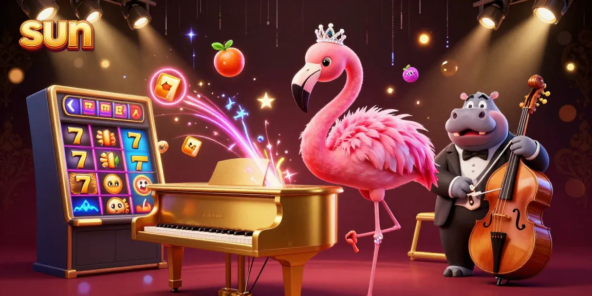 Engage in thrilling slot games with sun, featuring dazzling 3D characters and vibrant elements.