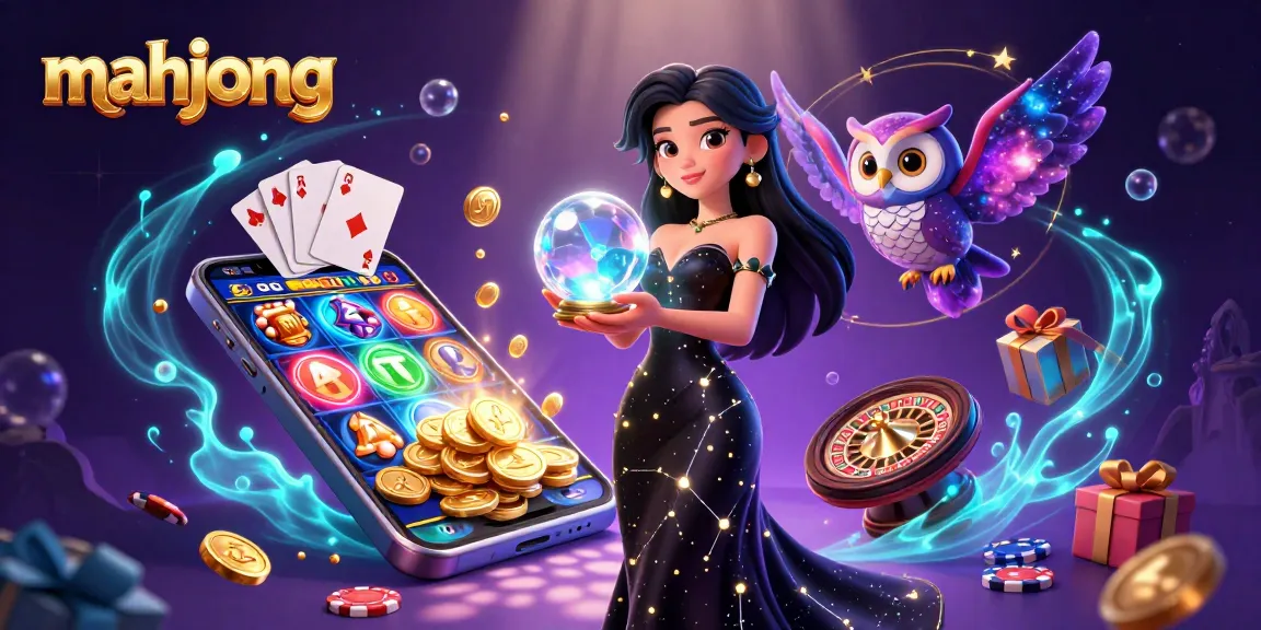 Experience mahjong excitement with stunning visuals of a mystical casino-themed scene packed with action.