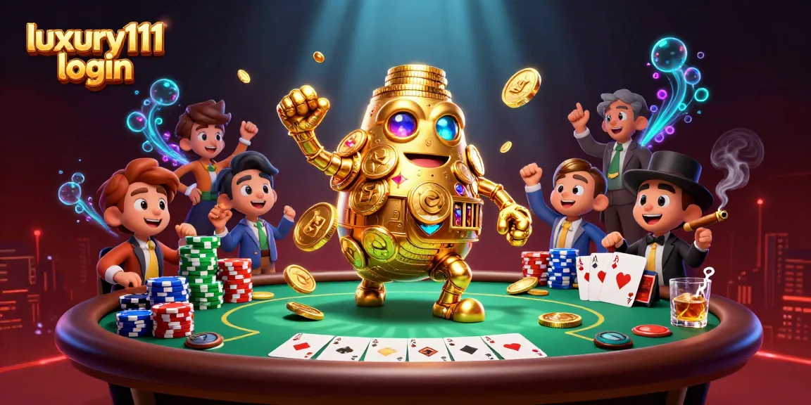Engage with the luxury111 login experience as gold coins swirl around an ancient golem amidst dynamic poker action.