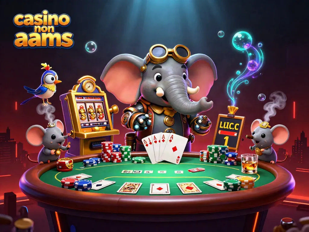 Crea divertimento con il casino non AAMS in un'illustrazione 3D ricca di azione e colori vivaci.