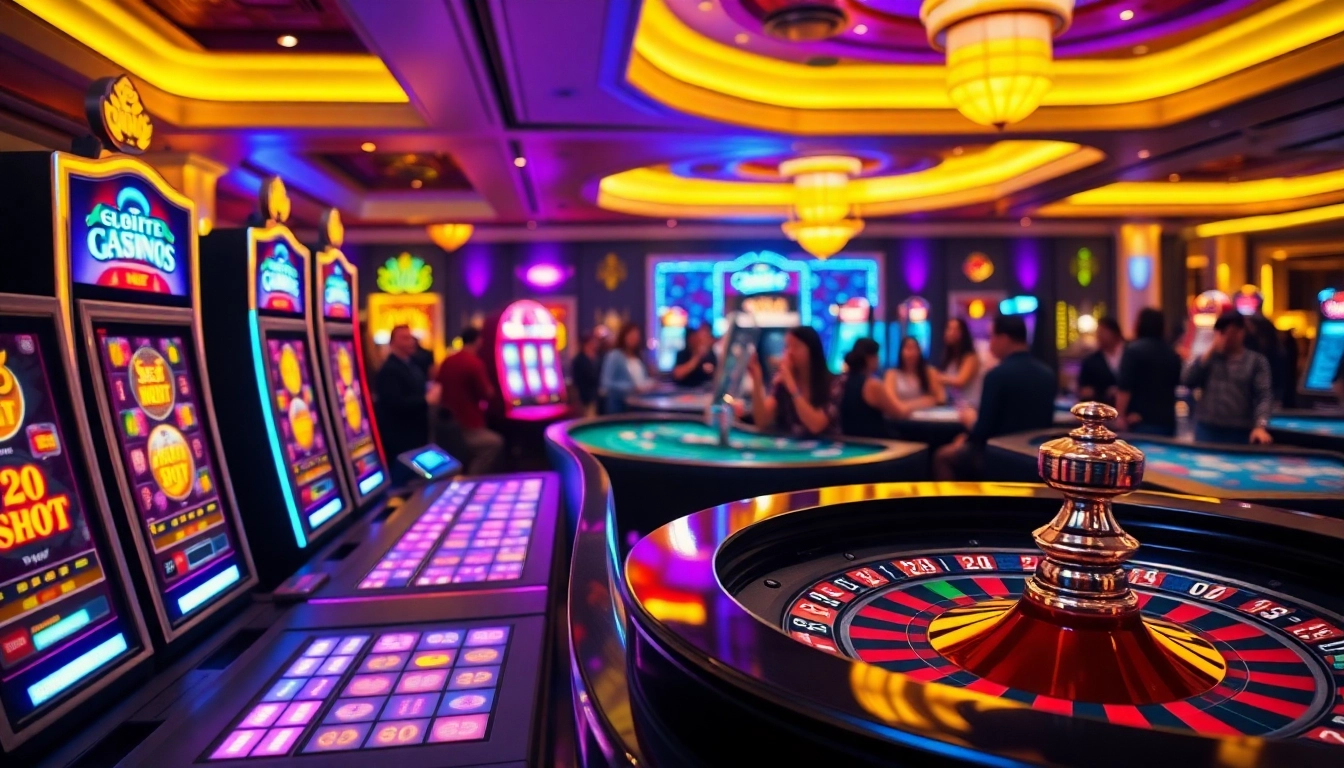 Erleben Sie den neuen casino bonus ohne einzahlung neu in einer lebendigen Casinoszene mit Spielautomaten und Roulettetisch.