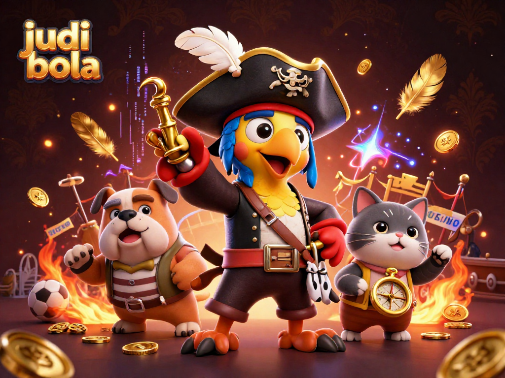 Engage with judi bola as the pirate captain parrot directs an action-filled betting scene packed with energetic details.