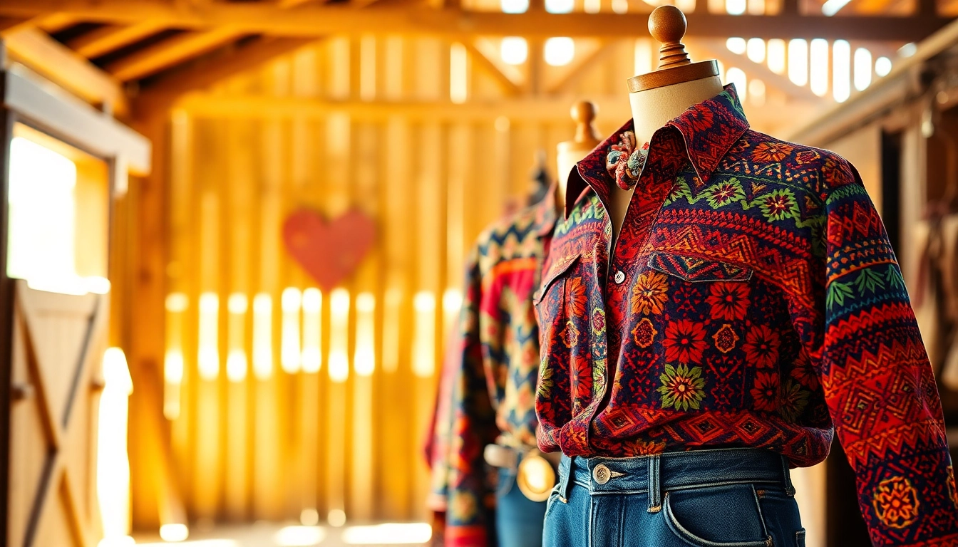 Showcase of Aztec Print Western Wear featuring vibrant patterns and rustic wood textures.