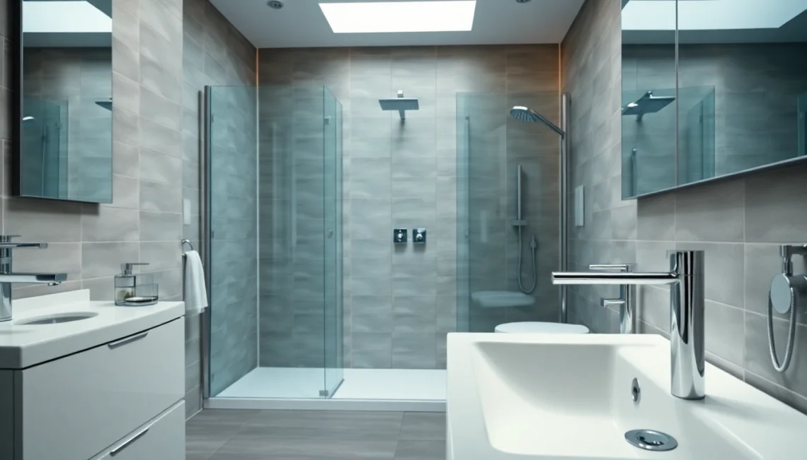 Die hochwertigen Produkte von sonni sanitär GmbH zeigen eine moderne Badezimmergestaltung mit eleganten Duschen.