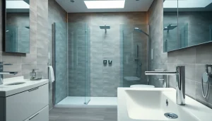 Die hochwertigen Produkte von sonni sanitär GmbH zeigen eine moderne Badezimmergestaltung mit eleganten Duschen.