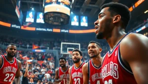 nba중계에서 열띤 농구 경기를 즐기는 관중과 선수들