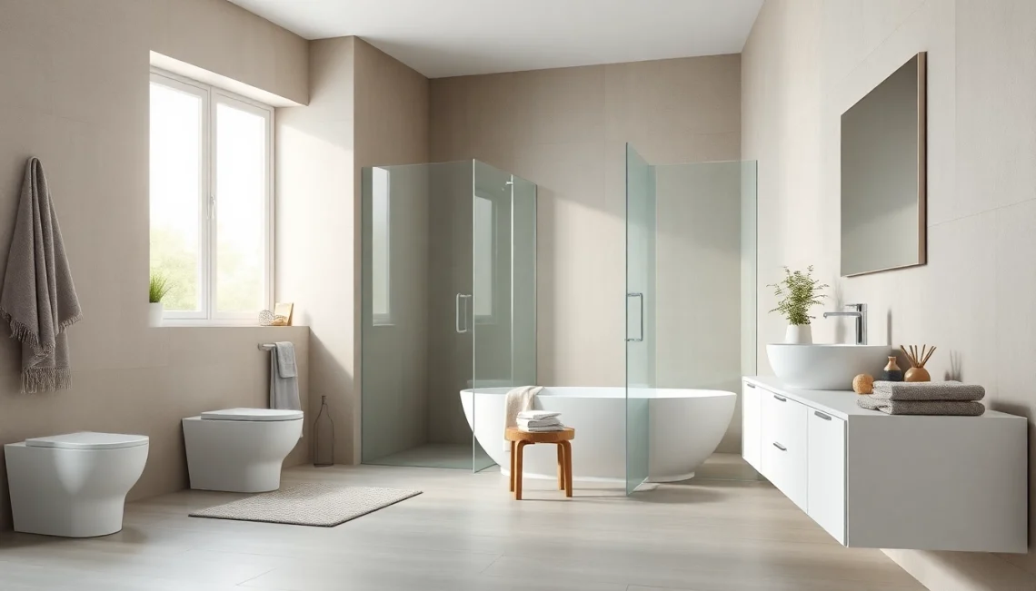 Sonni sanitär GmbH präsentiert moderne Badezimmerprodukte in einem stilvollen Bad.