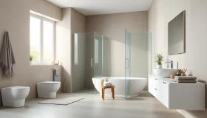 Sonni sanitär GmbH präsentiert moderne Badezimmerprodukte in einem stilvollen Bad.