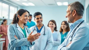 Healthcare professionals enhancing Health in a collaborative clinic environment with patients.