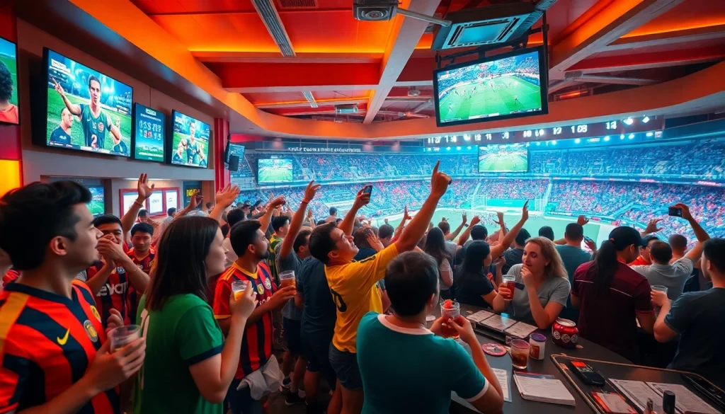 Engaging scene of sports betting Mexico capturing excitement in a vibrant sports bar.