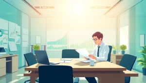 카드깡 분석하는 전문가와 함께하는 현대적인 사무실 풍경