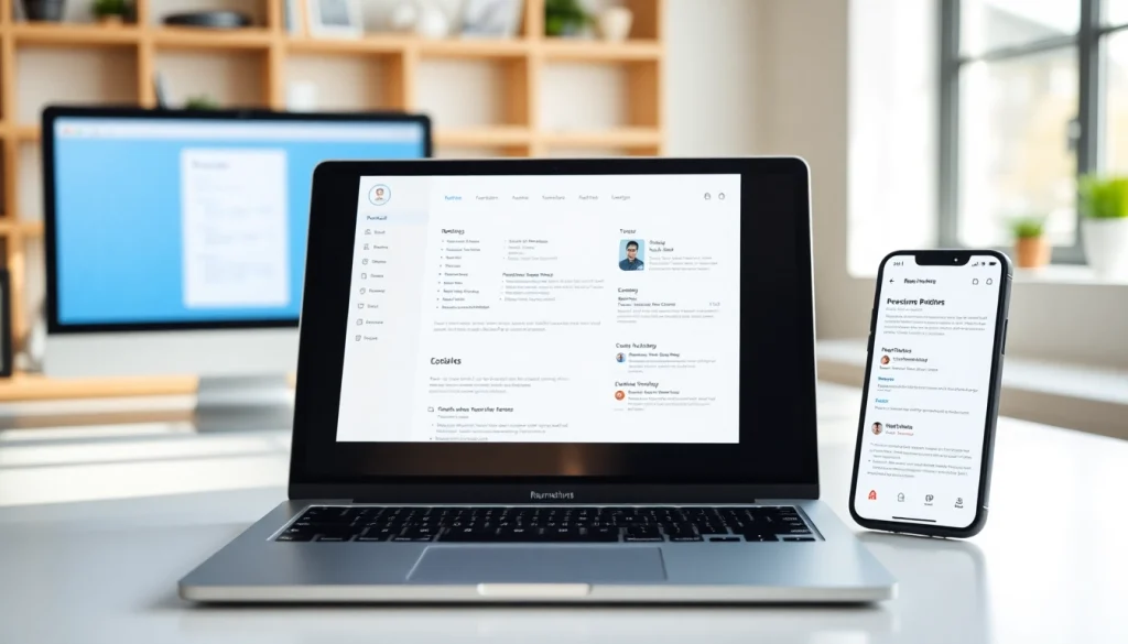 Create a professional resume using the Resume Builder showcased on digital devices.