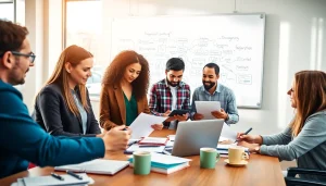 Enhancing skills in Proposal Writing and Management through collaborative teamwork in a modern office.