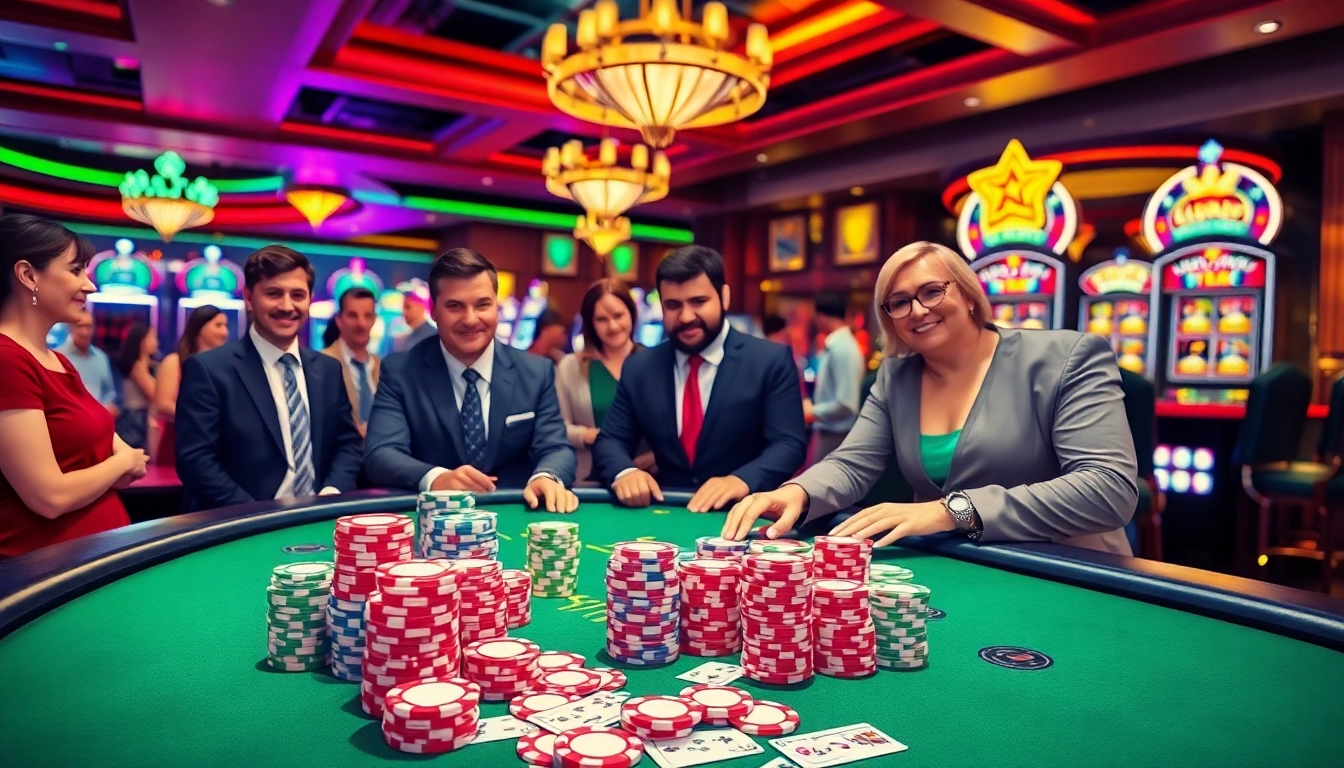 Engaging scene at an online casino Canada with diverse players enjoying a lively gaming table.