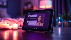 Engaging AI chat interface for sex chat AI, featuring a virtual character in a cozy ambiance.