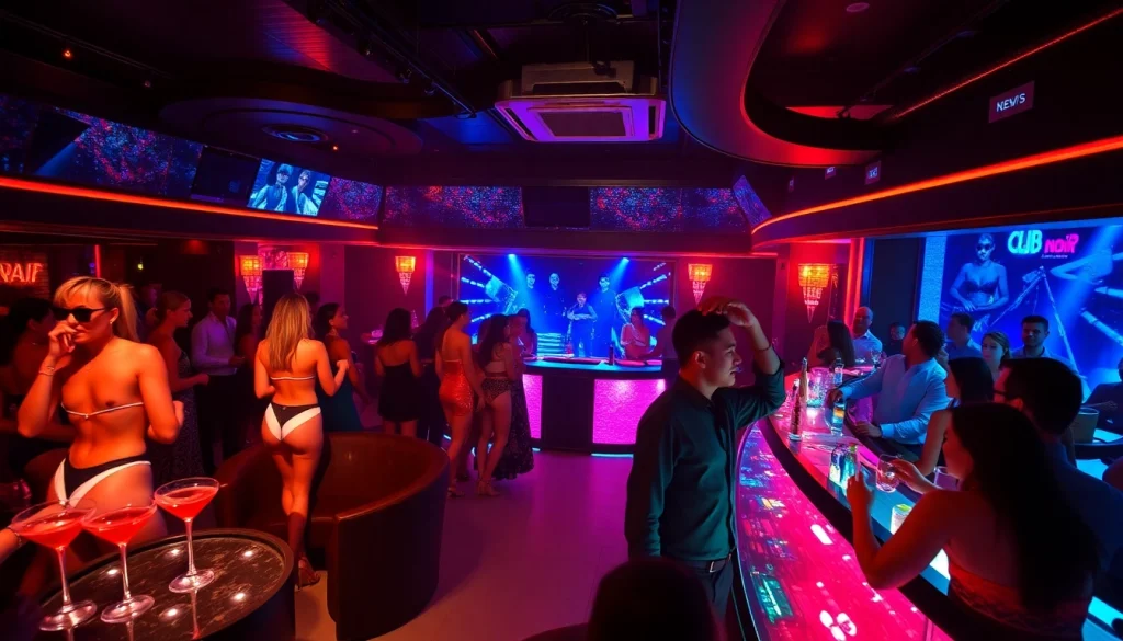 Dinner sxm experience at Club Noir featuring vibrant nightlife, performers, and premium cocktails.