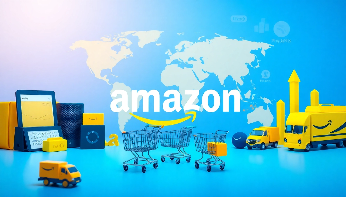 Illustrative representation of the amazon company overview featuring diverse products and global reach.