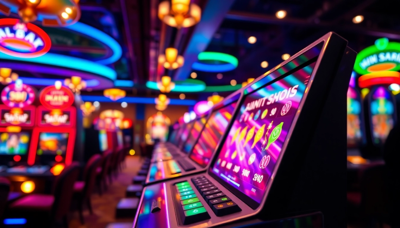 Menghadirkan pengalaman slot depo 1000 yang menarik dengan mesin slot modern dan suasana penuh warna.