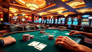 Engaging scene of poker action at https://xx88.day/ with players focusing on high-stakes chips and cards.