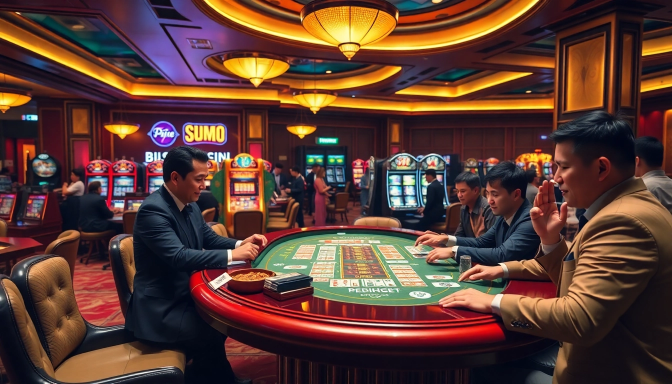 Pemain terlibat dalam permainan togel sumo yang menarik di atas meja kasino mewah.