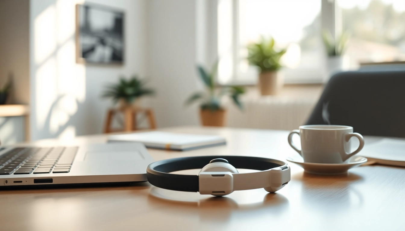 Showcase the Bone X1 Bone Conduction Headphones on a desk with elegant styling and cozy ambiance.